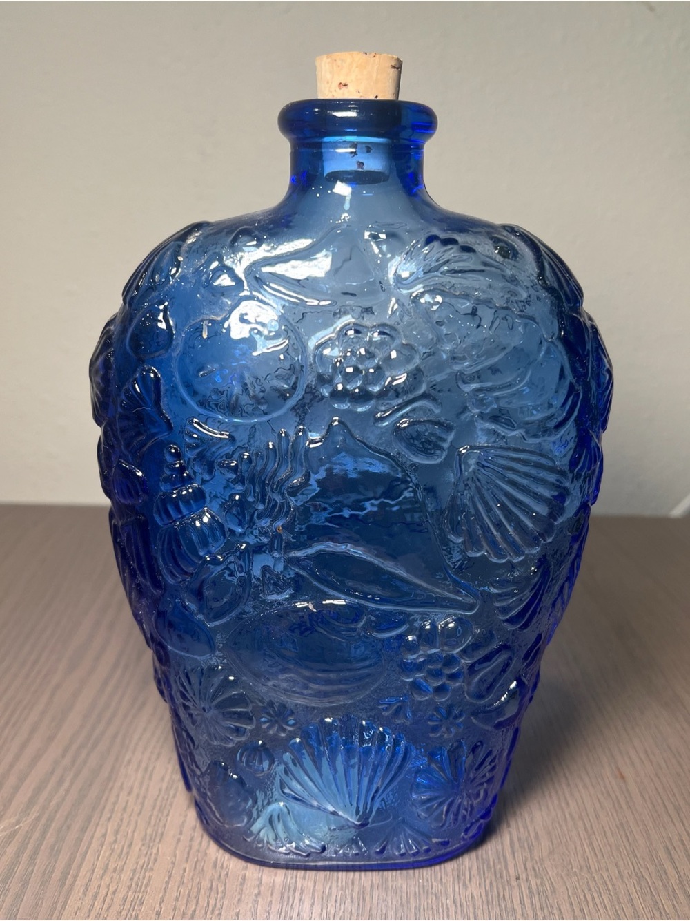 VINTAGE CANADA LIBBEY COBALT BLUE GLASS BOTTLE WITH CORK